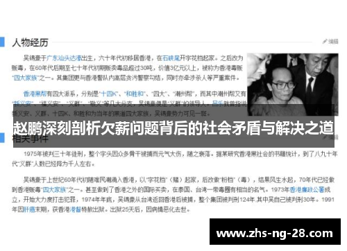 赵鹏深刻剖析欠薪问题背后的社会矛盾与解决之道