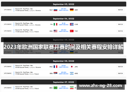 2023年欧洲国家联赛开赛时间及相关赛程安排详解