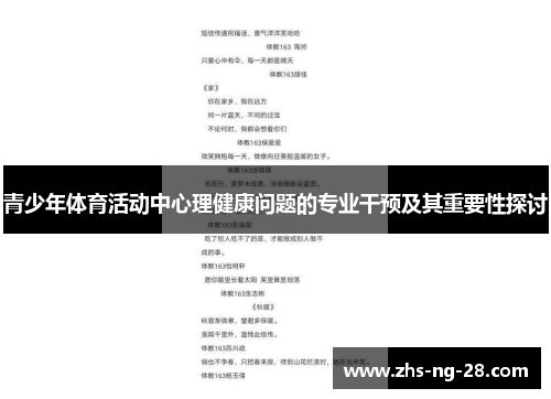 青少年体育活动中心理健康问题的专业干预及其重要性探讨